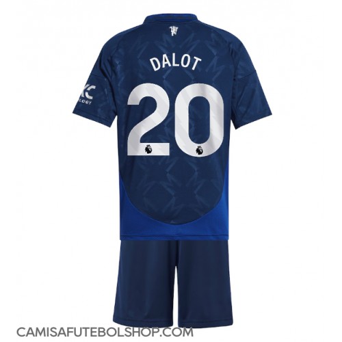 Camisa de time de futebol Manchester United Diogo Dalot #20 Replicas 2º Equipamento Infantil 2024-25 Manga Curta (+ Calças curtas)